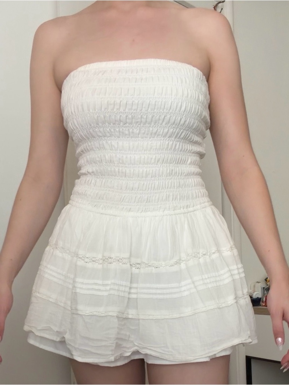 Strapless White Mini Dress